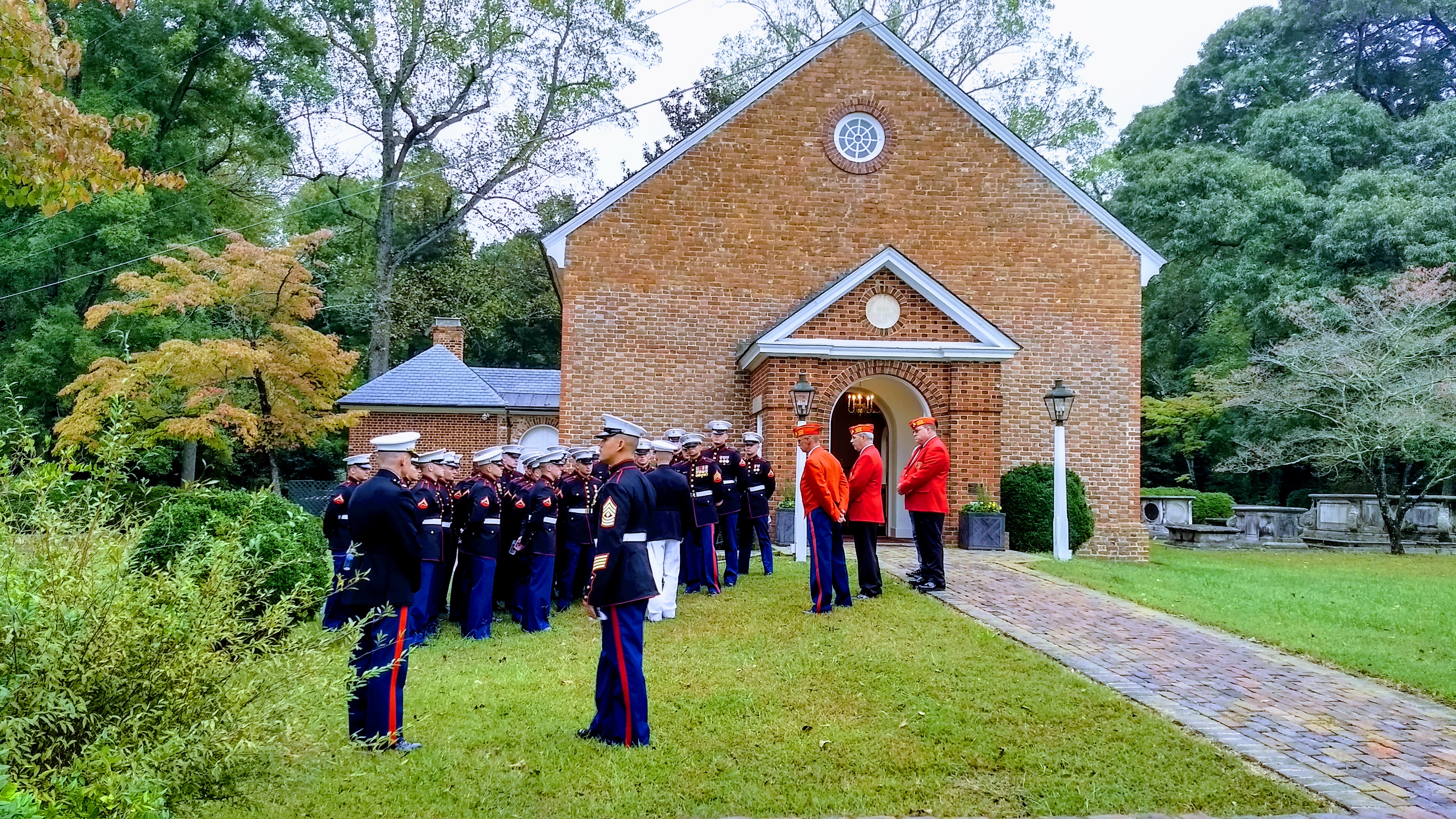 Marines at Chesty Puller family church, Christ Church, Saluda, Va